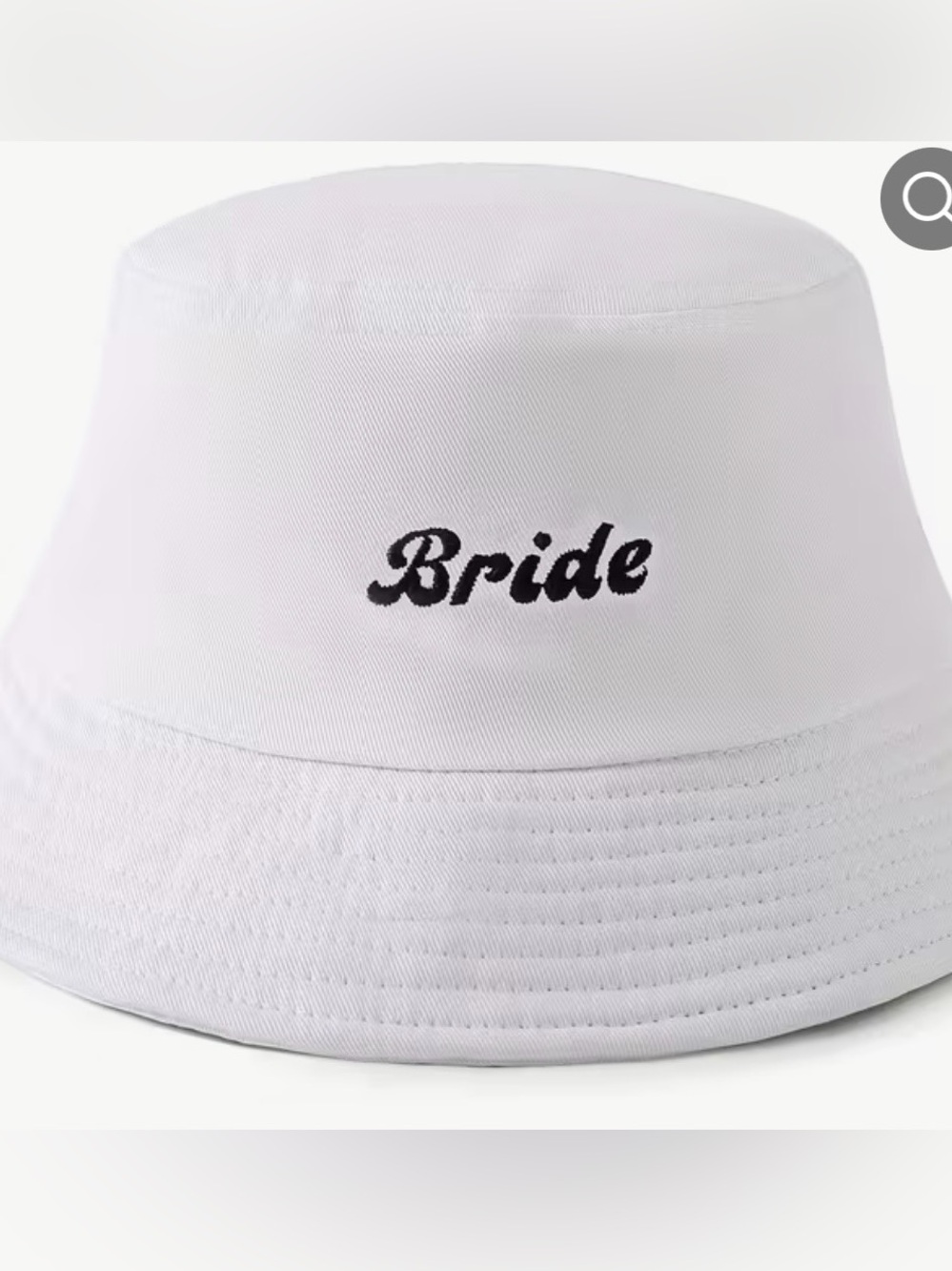 NWT White Adjustable Bride Embroidered Bucket Hat, Summer Hats, O/S
